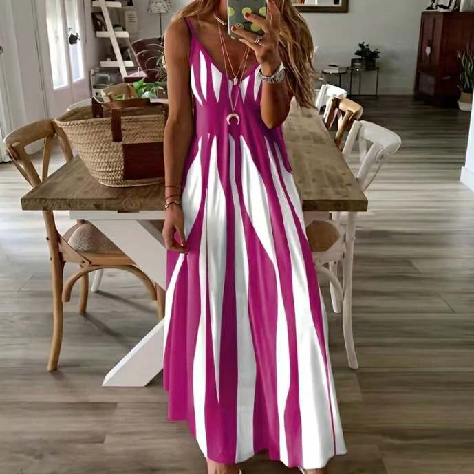 Clara - Vestido largo con motivo de rayas