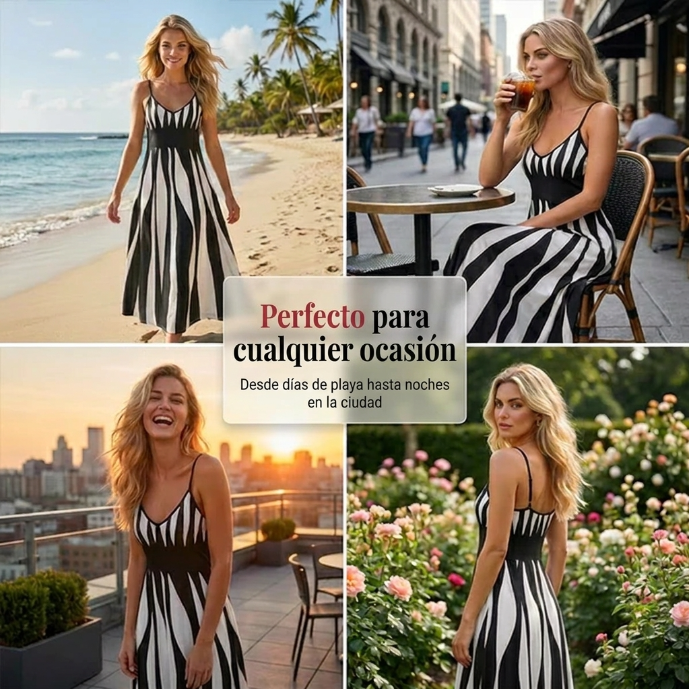 Clara - Vestido largo con motivo de rayas