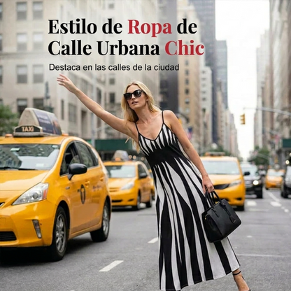 Clara - Vestido largo con motivo de rayas
