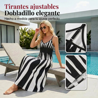 Clara - Vestido largo con motivo de rayas