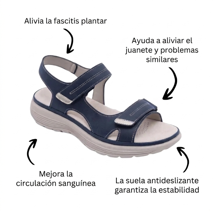 Malena - Sandalias de confort ergonómico con suela de buen agarre
