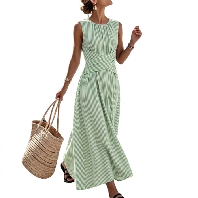 Casiana - Vestido con motivo de rayas con cintura cruzada