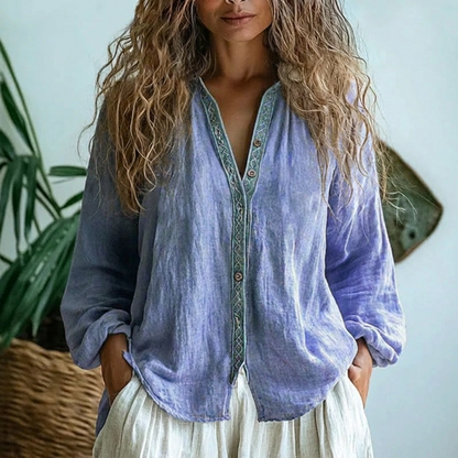 Catalina - Blusa vintage con motivo de hojas