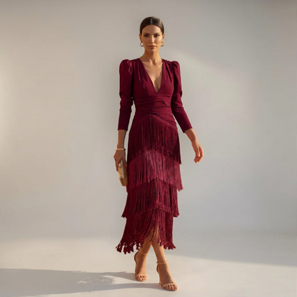 Elodia - Vestido con Flecos Elegante