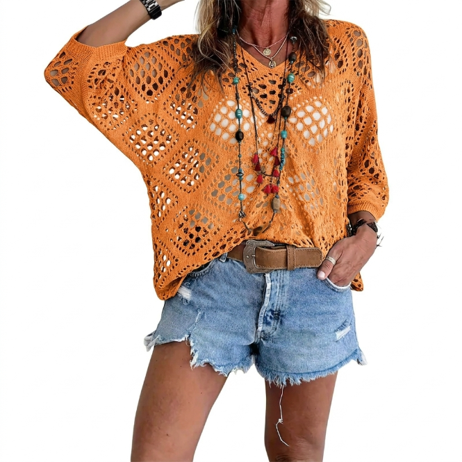 Elvira - Jersey calado de punto con estilo relajado