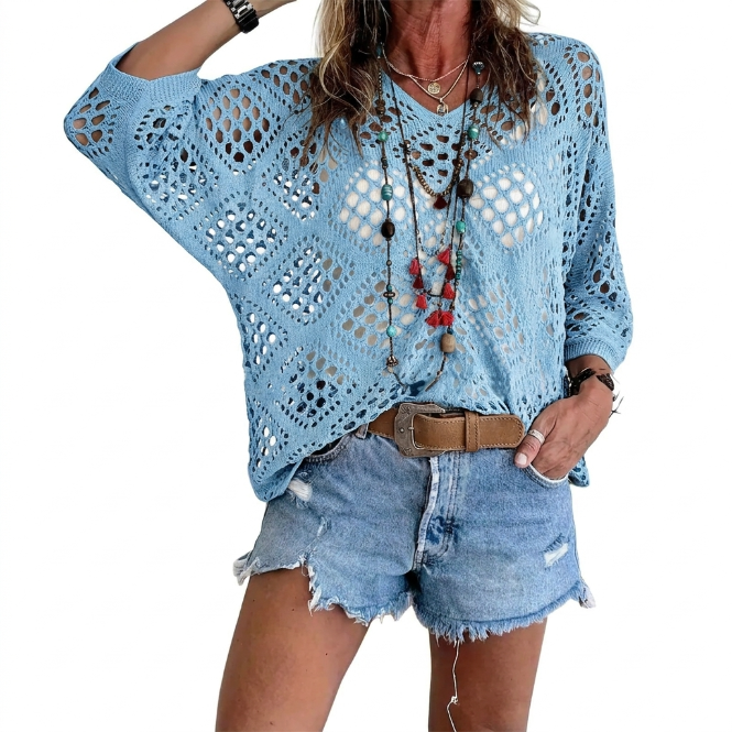 Elvira - Jersey calado de punto con estilo relajado