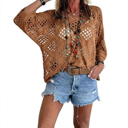 Elvira - Jersey calado de punto con estilo relajado