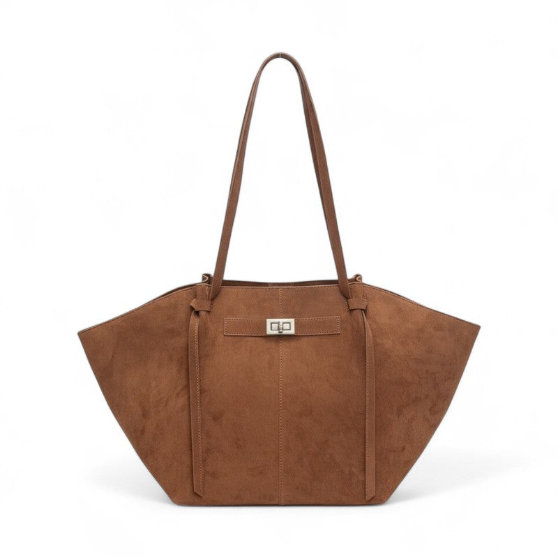ARYS - Bolso para el Día a Día de ante elegante gran capacidad - Marrón - CARMEN VELVET