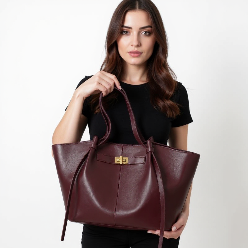 ARYS - Bolso para el Día a Día de cuero elegante gran capacidad burdeos - CARMEN VELVET