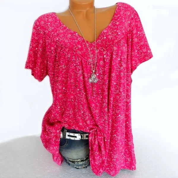 Nerea - Blusa estampada con escote de pico