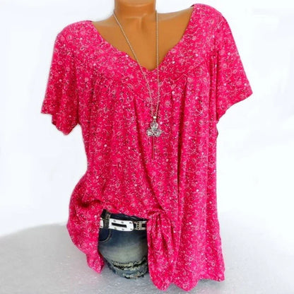 Nerea - Blusa estampada con escote de pico