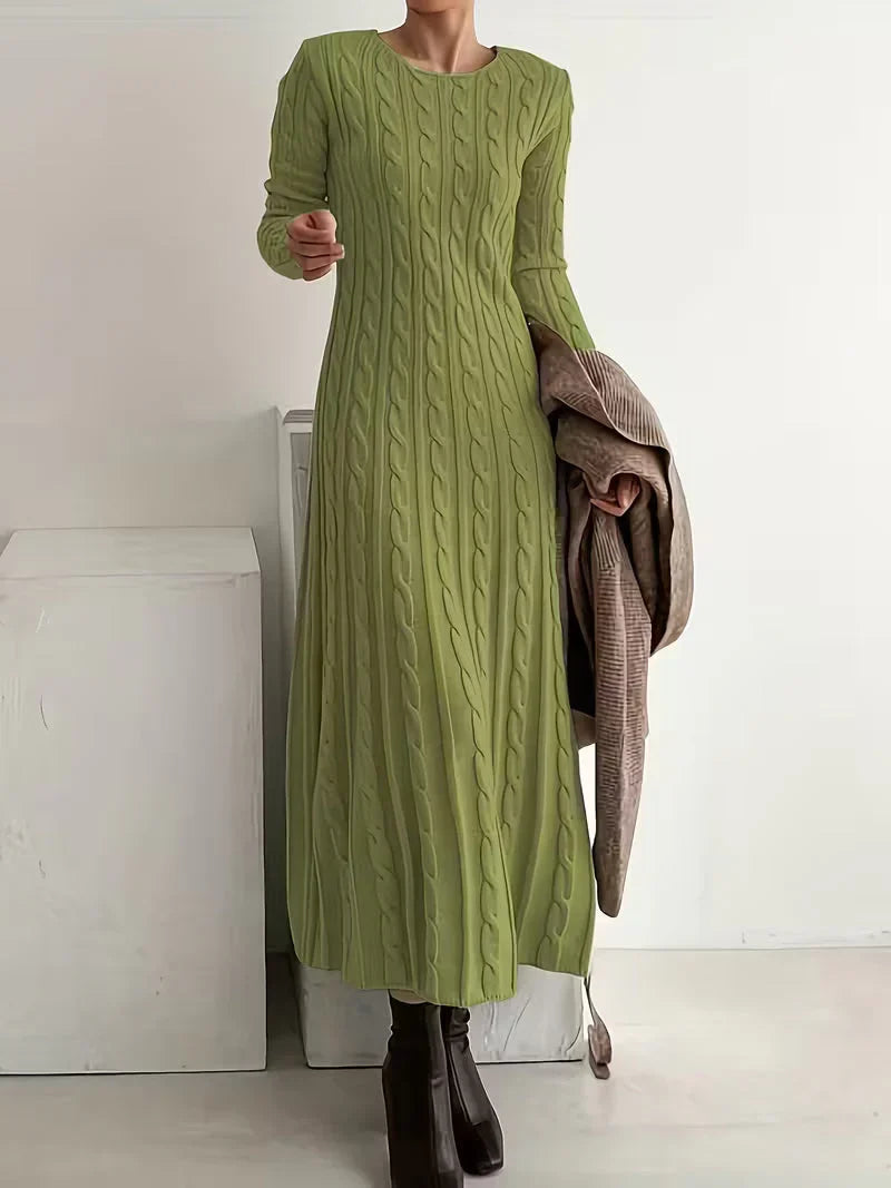 Luna - Vestido largo de punto de textura trenzada elegante