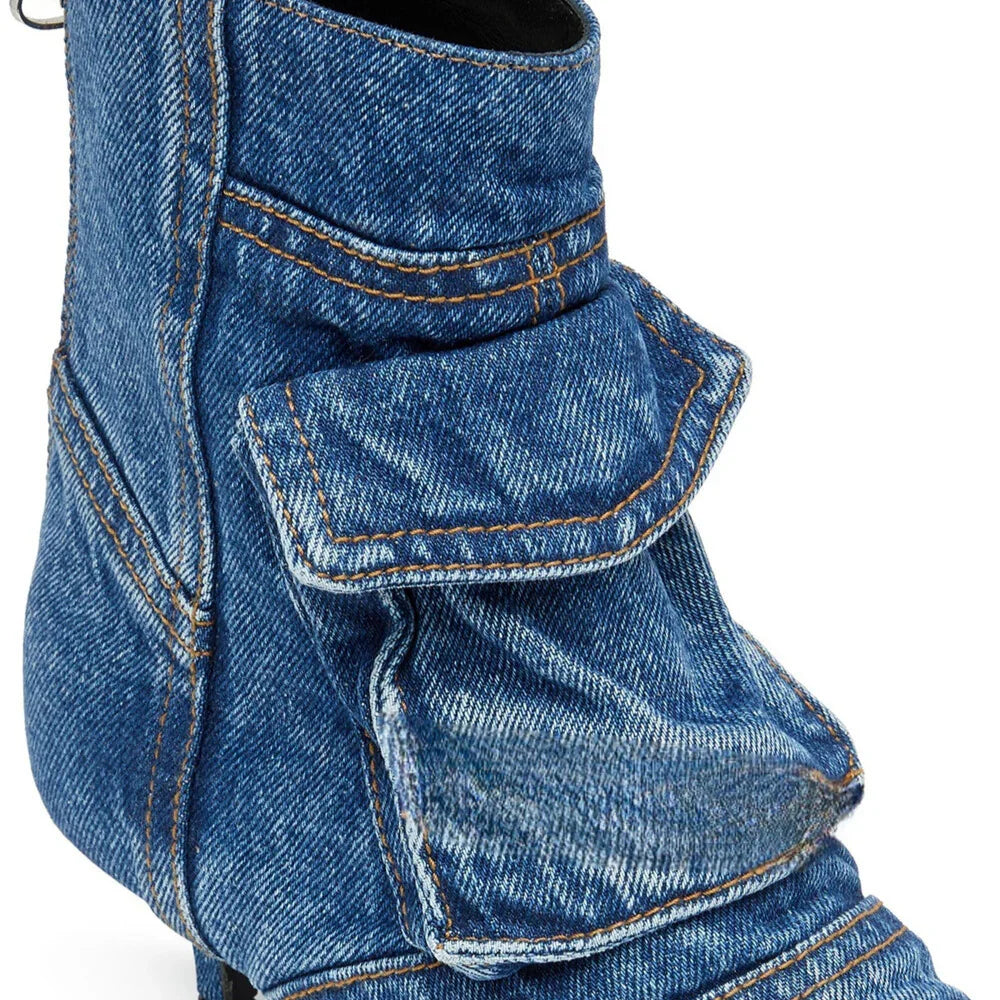 Teresa - Botines de diseño cargo en tejido tejano