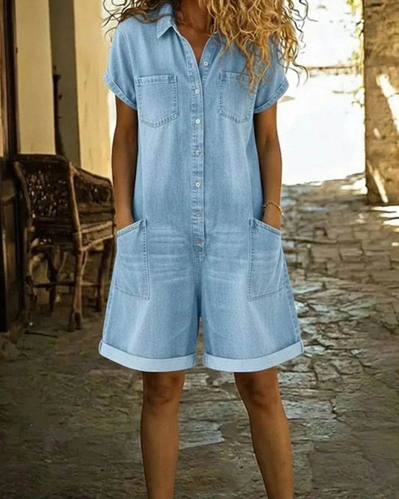 Aurora - Mono denim con botonadura frontal