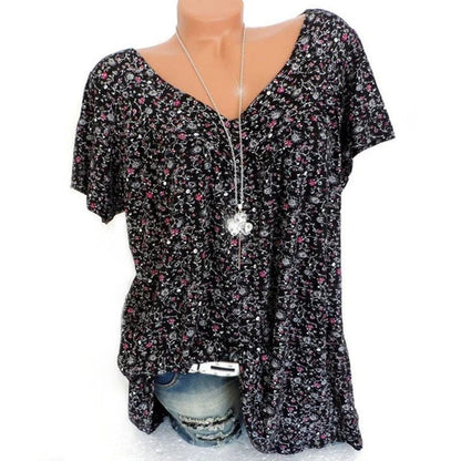 Nerea - Blusa estampada con escote de pico