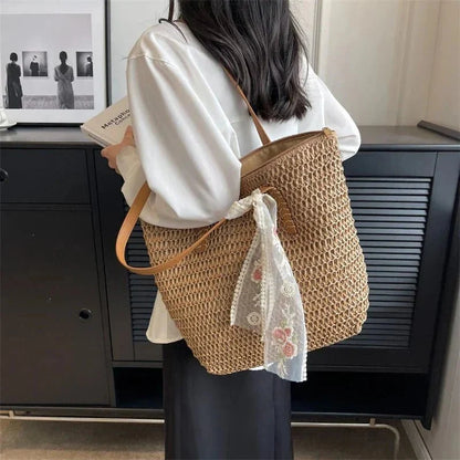 Iria - Bolso shopper de paja con cierre | CARMEN VELVET