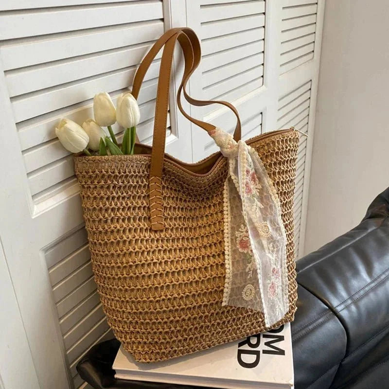 Iria - Bolso shopper de paja con cierre | CARMEN VELVET