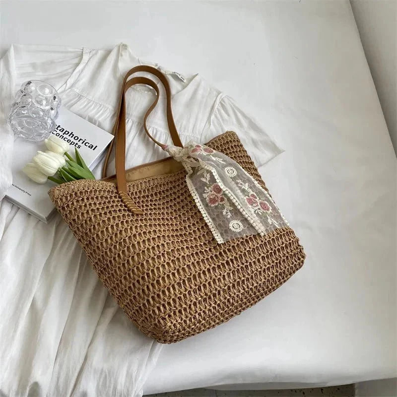 Iria - Bolso shopper de paja con cierre | CARMEN VELVET