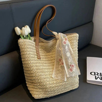 Iria - Bolso shopper de paja con cierre | CARMEN VELVET