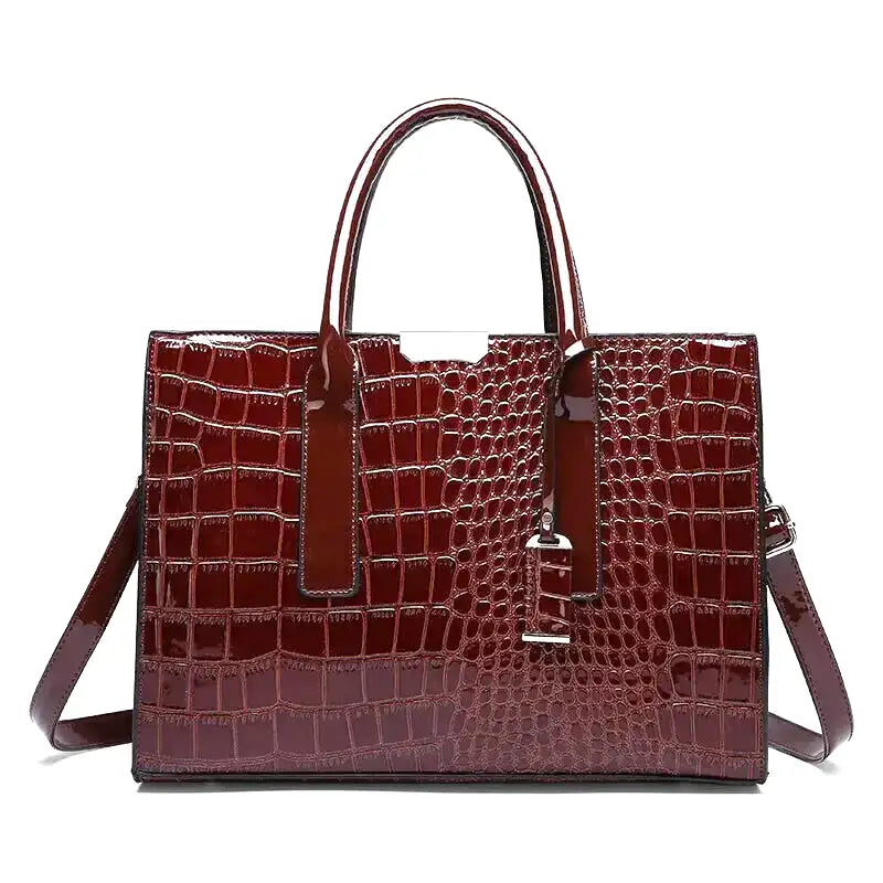ERIS - Bolso gran capacidad efecto croco en charol - Marrón - CARMEN VELVET