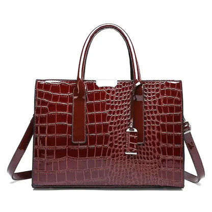 ERIS - Bolso gran capacidad efecto croco en charol - Marrón - CARMEN VELVET