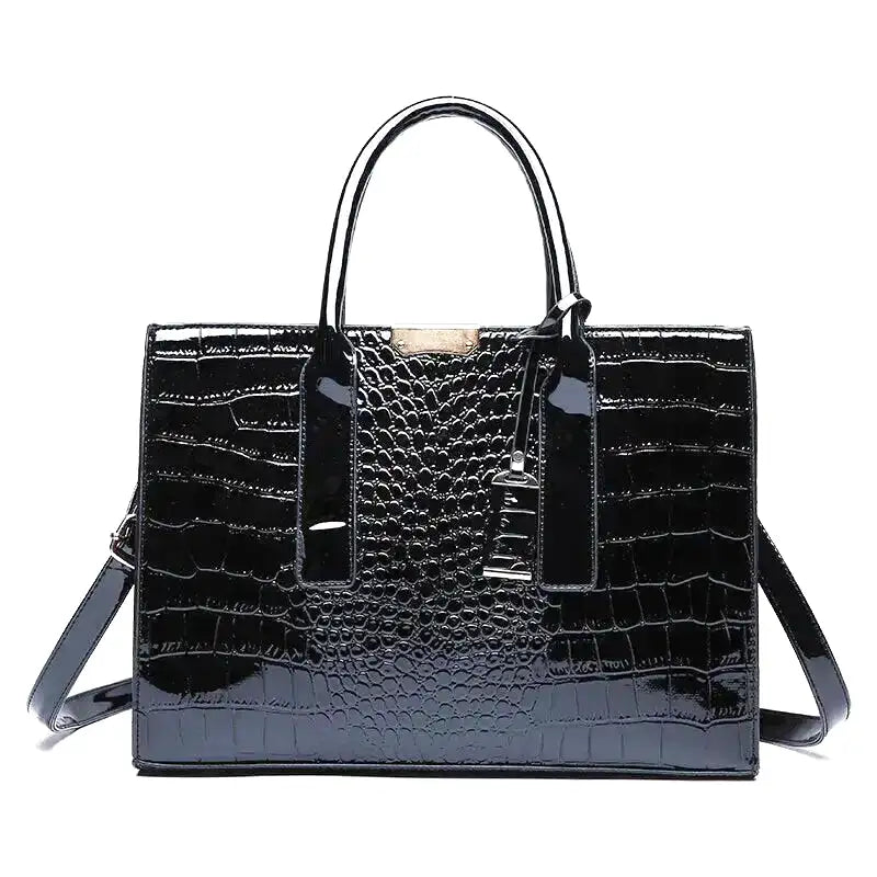 ERIS - Bolso gran capacidad efecto croco en charol - Negro - CARMEN VELVET