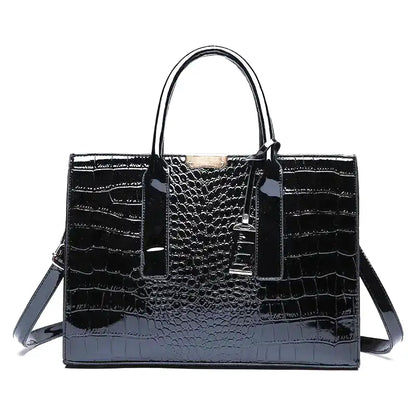 ERIS - Bolso gran capacidad efecto croco en charol - Negro - CARMEN VELVET