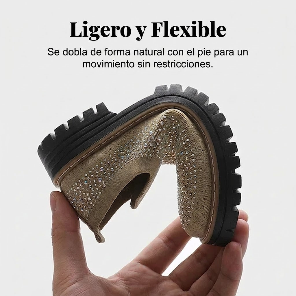 Lorena - Mocasines sin cordones con pedrería brillante