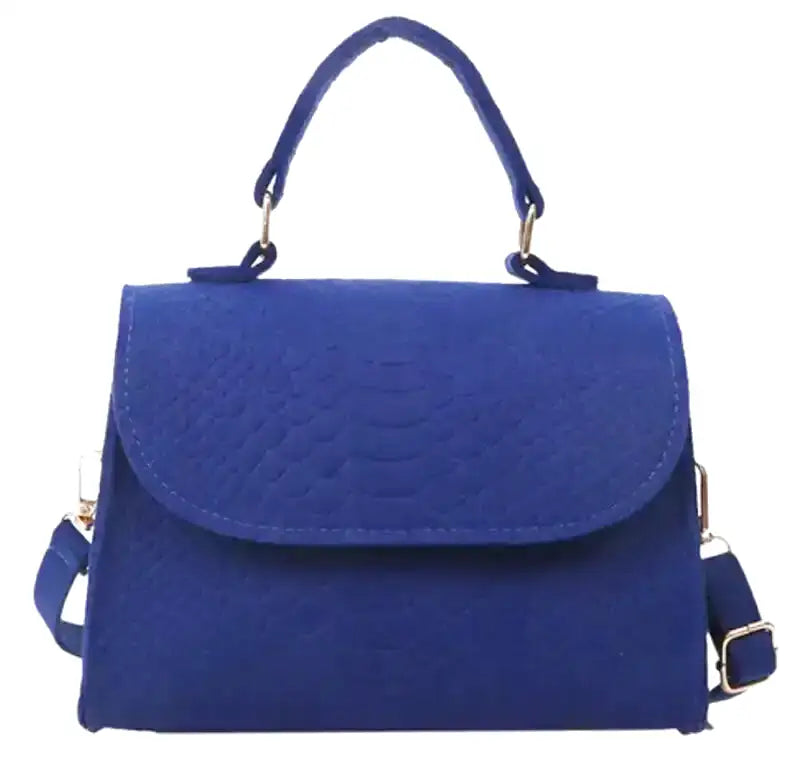 FAUSTINE - Bolso Pequeño efecto croco en tejido estructurado - Azul - CARMEN VELVET