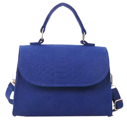 FAUSTINE - Bolso Pequeño efecto croco en tejido estructurado - Azul - CARMEN VELVET