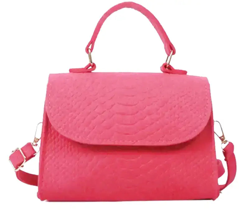 FAUSTINE - Bolso Pequeño efecto croco en tejido estructurado - Rosa - CARMEN VELVET