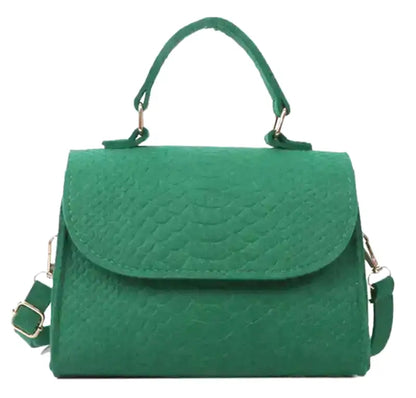 FAUSTINE - Bolso Pequeño efecto croco en tejido estructurado - Verde - CARMEN VELVET