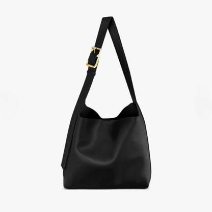 JACQUELINE - Bolso Bandolera Grande de Cuero tote - Negro - CARMEN VELVET