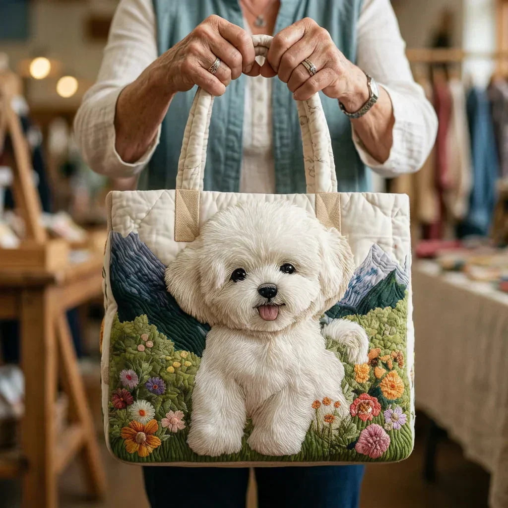 Bruna - Sac artisanal matelassé à motif chien enchanté — image 2