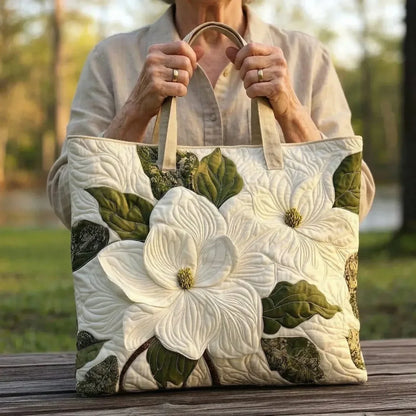 Desiré - Bolso artesanal acolchado con lirios blancos elegantes
