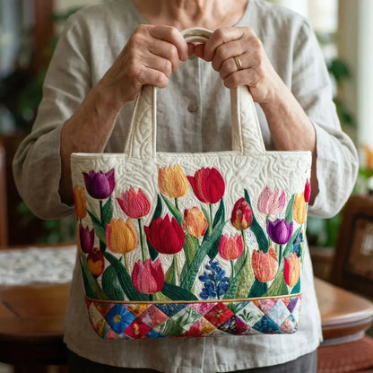 Rosalia - Bolso acolchado con jardín de tulipanes