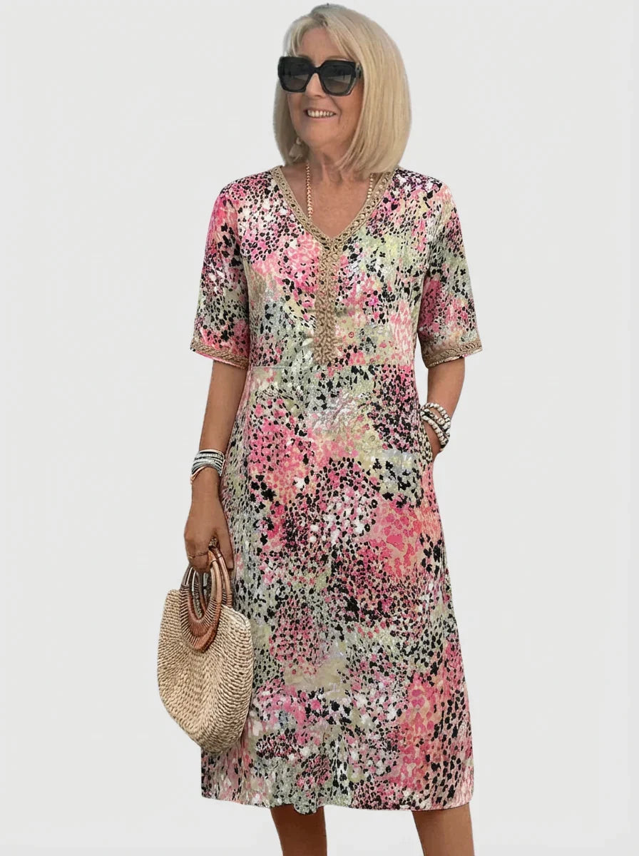 Lorena - Vestido midi veraniego con motivo oceánico