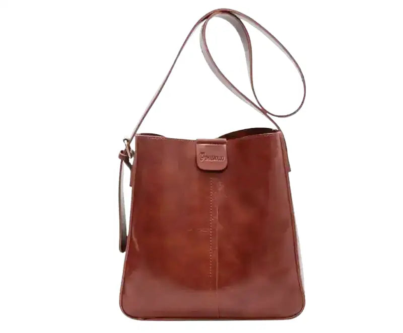 GIULIA - Bolso Tote en cuero estructurado - Marrón - CARMEN VELVET