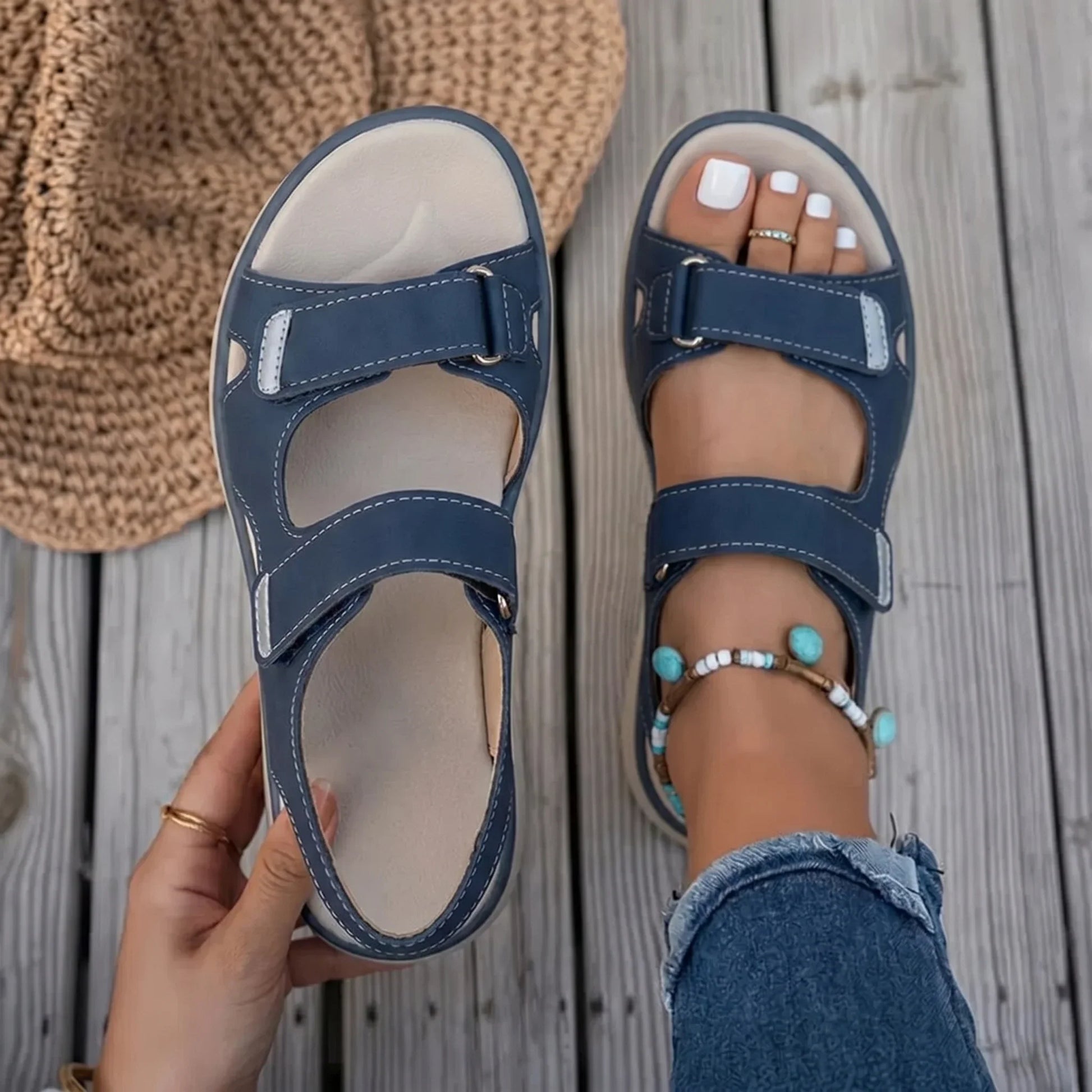 Malena - Sandalias de confort ergonómico con suela de buen agarre