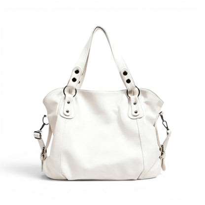HÉRA - Bolso Grande en cuero suave negro - Beige - CARMEN VELVET