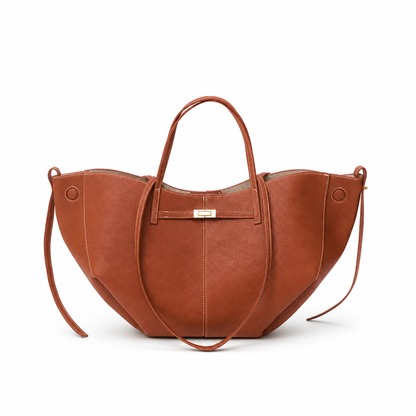 Liora - Bolso Tote Grande de Mujer elegante en cuero granulado - Marrón - CARMEN VELVET