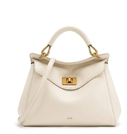 Paola - Bolso Grande de mujer en cuero liso - Blanco - CARMEN VELVET