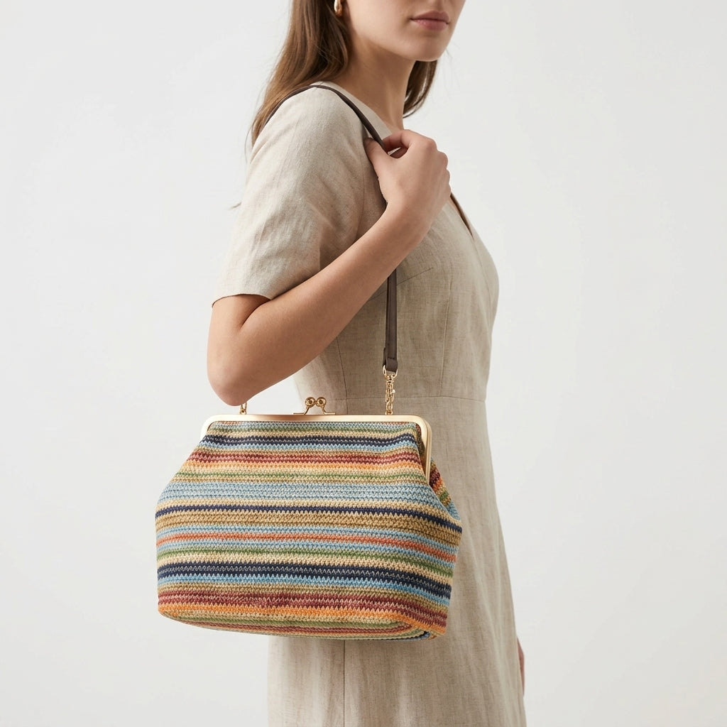 Soléane - Bolso Grande de mujer paja trenzada elegante - CARMEN VELVET