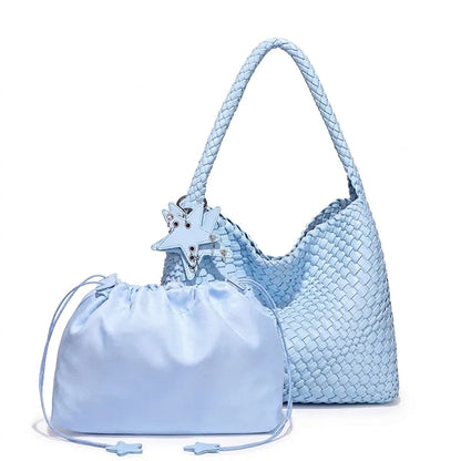 Althéa - Bolso Tote de Mujer trenzado gran capacidad - Azul - CARMEN VELVET