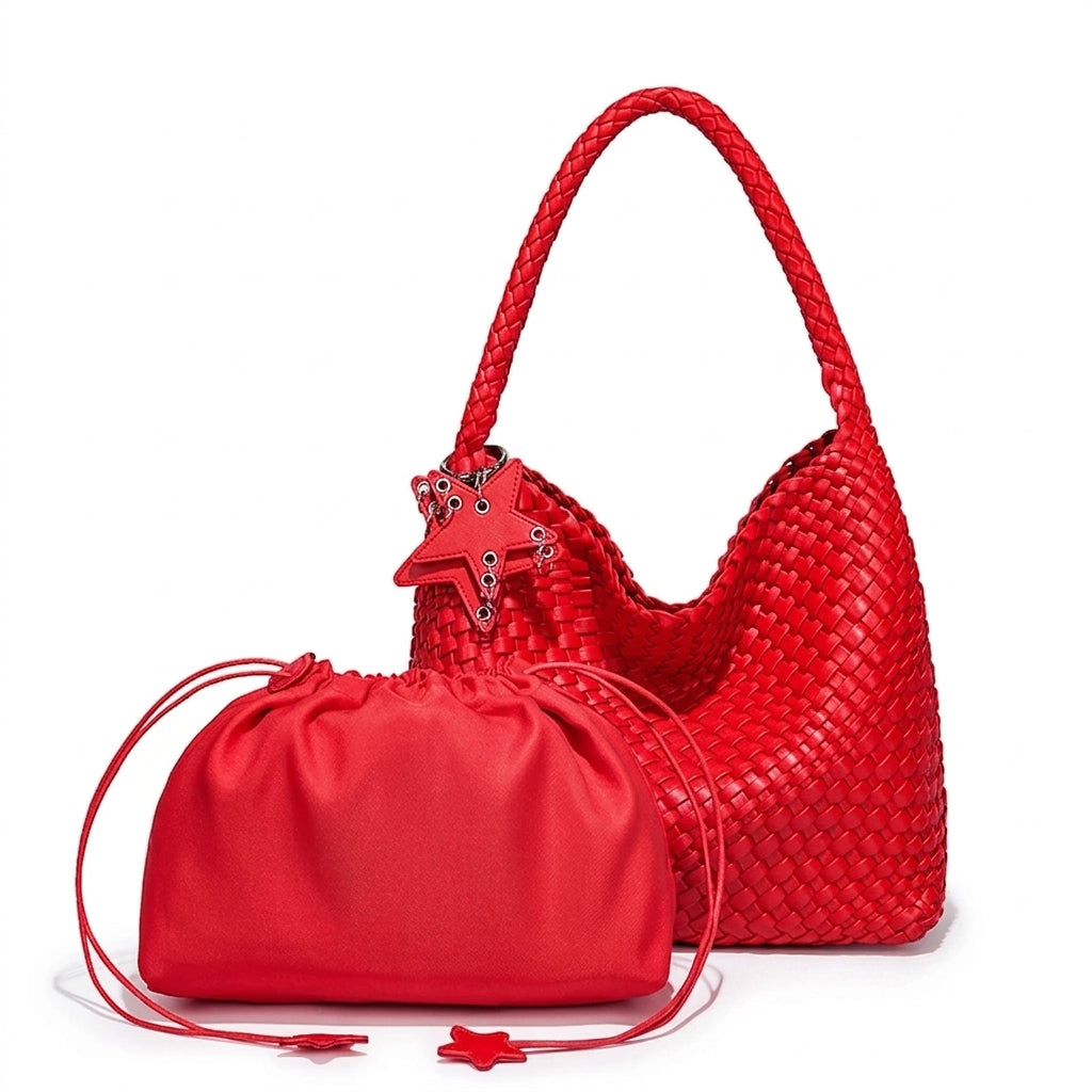 Althéa - Bolso Tote de Mujer trenzado gran capacidad - Rojo - CARMEN VELVET