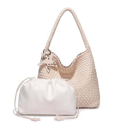Althéa - Bolso Tote de Mujer trenzado gran capacidad - Blanco - CARMEN VELVET