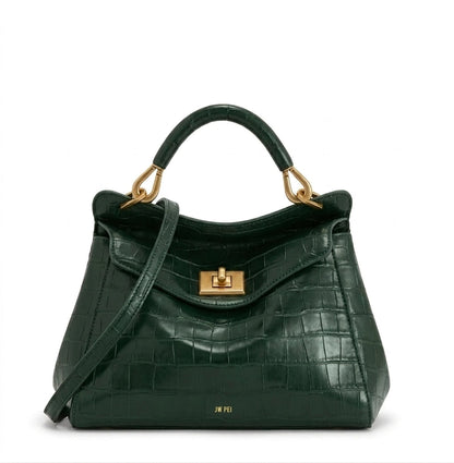Paola Croco - Bolso Grande de mujer en Cuero Efecto Croco - Verde - CARMEN VELVET