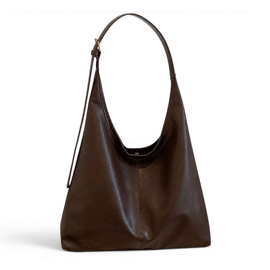 Naely - Bolso Tote Grande de Mujer suave minimalista - Café - CARMEN VELVET