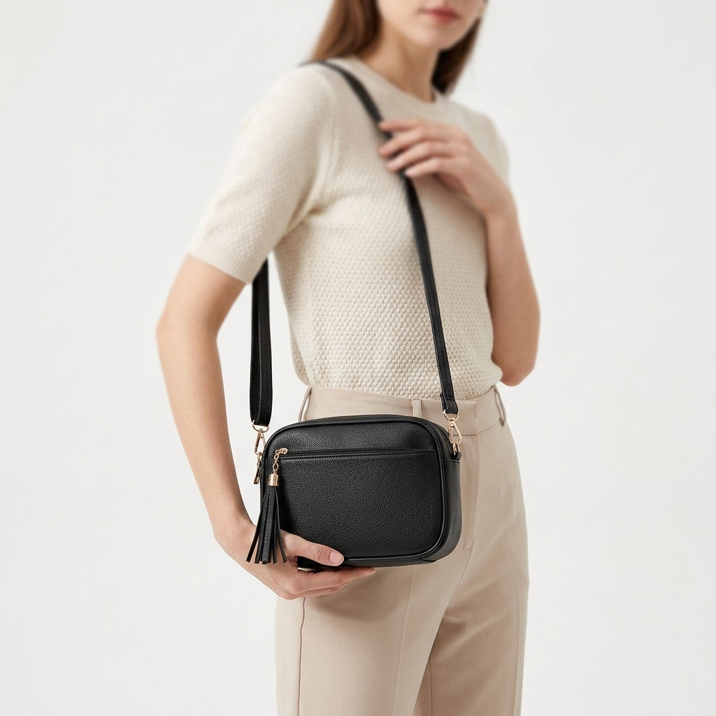 AMANDA - Bolso Pequeño multibolsillos en cuero - CARMEN VELVET