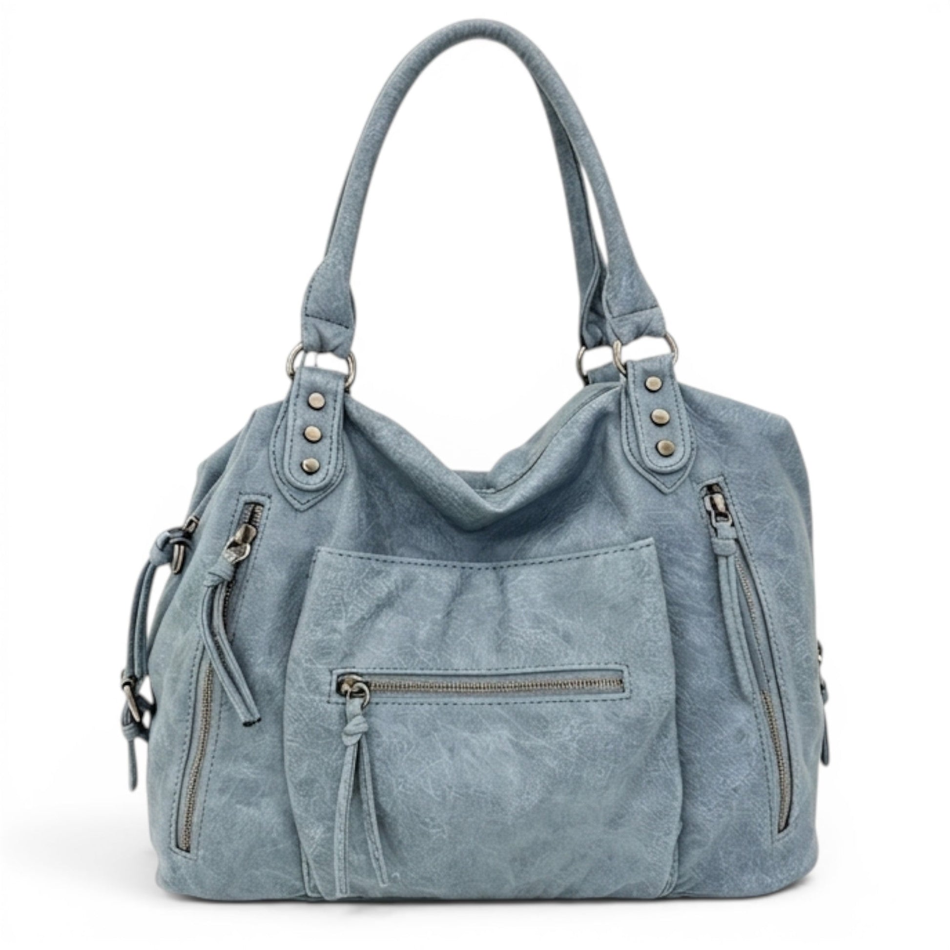QARYA - Bolso para el Día a Día de cuero multibolsillos - Azul - CARMEN VELVET